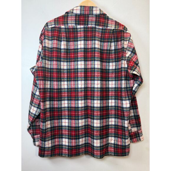 Pendleton Fireside Tartan Button Up Shirt Men’s Size Large Red Wool Vintage - Picture 3 of 5